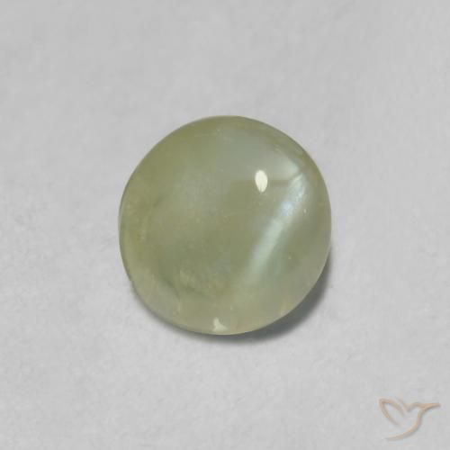 0.52ct Натуральный Серовато-зеленый Хризоберилл Кошачий Глаз, Овал, Полупрозрачный