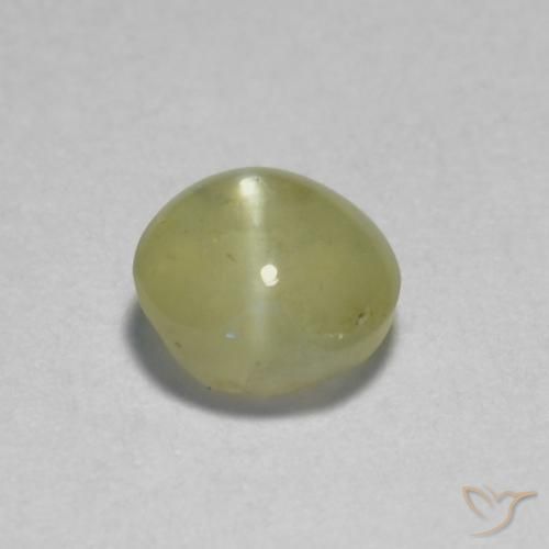 0.46ct Натуральный Бледно-кремово-желтый Хризоберилл Кошачий Глаз, Овал, Полупрозрачный