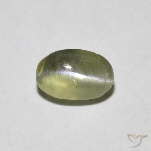 0.55ct Натуральный Medium Dark-Green Хризоберилл Кошачий Глаз, Овал, Полупрозрачный