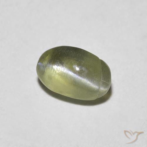 0.55 карата, натуральный Medium Dark-Green Хризоберилл Кошачий Глаз, Овал, Полупрозрачный