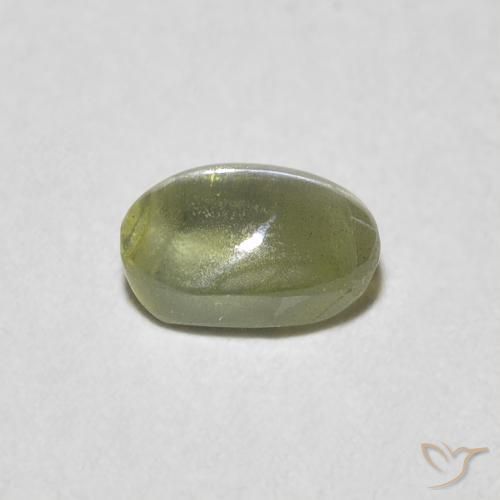 0.55 карата, натуральный Medium Dark-Green Хризоберилл Кошачий Глаз, Овал, Полупрозрачный