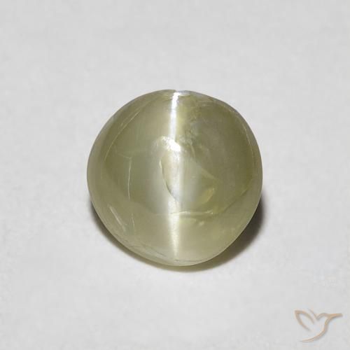 0.62ct Натуральный Желтовато-зеленый Хризоберилл Кошачий Глаз, Круглый, Полупрозрачный