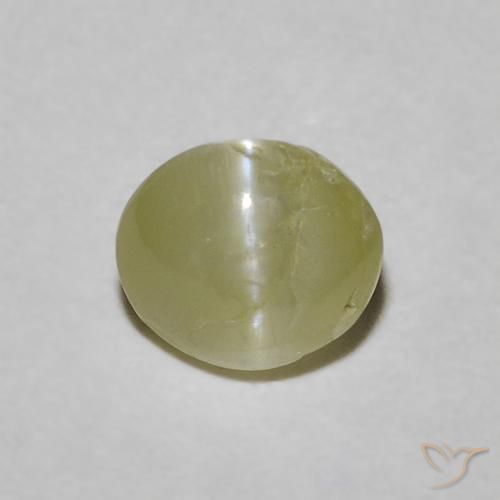 0.60ct Натуральный Желтовато-зеленый Хризоберилл Кошачий Глаз, Овал, Полупрозрачный