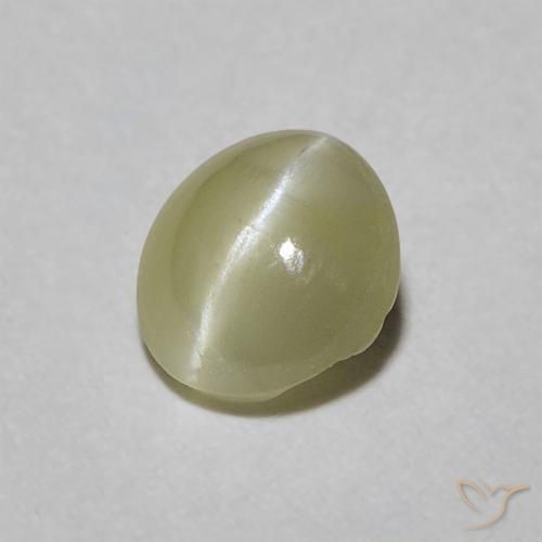 0.45ct Натуральный Средний желтый Хризоберилл Кошачий Глаз, Овал, Полупрозрачный