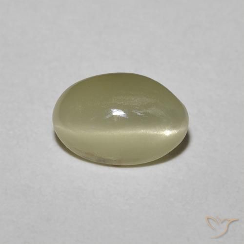 0.82ct Натуральный Бледно-кремово-желтый Хризоберилл Кошачий Глаз, Овал, Непрозрачный