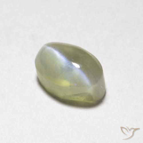 0.87ct Натуральный Светло-желтый Хризоберилл Кошачий Глаз, Овал, Полупрозрачный
