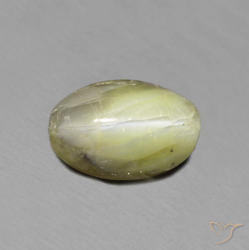 2.67ct Натуральный Средний желтый Хризоберилл Кошачий Глаз, Овал, Полупрозрачный