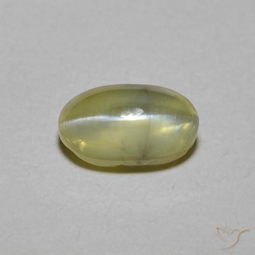 1.34ct Натуральный Средний желтый Хризоберилл Кошачий Глаз, Овал, Полупрозрачный