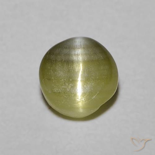 0.52ct Натуральный Желтовато-зеленый Хризоберилл Кошачий Глаз, Круглый, Полупрозрачный