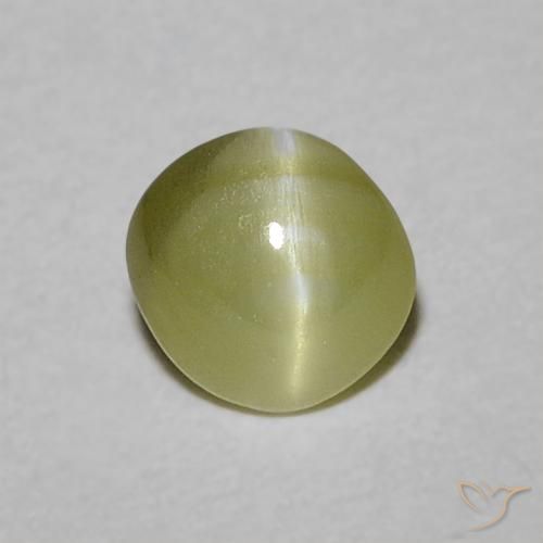 0.47ct Натуральный Желтовато-зеленый Хризоберилл Кошачий Глаз, Овал, Полупрозрачный