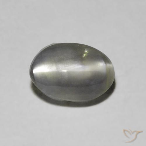 0.73ct Натуральный Темно-серый Хризоберилл Кошачий Глаз, Овал, Полупрозрачный