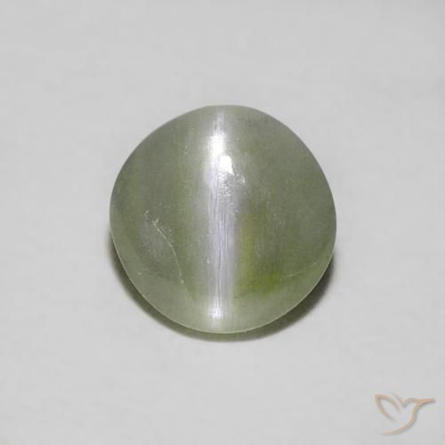 0.39ct Натуральный Землисто-зеленый Хризоберилл Кошачий Глаз, Круглый, Полупрозрачный