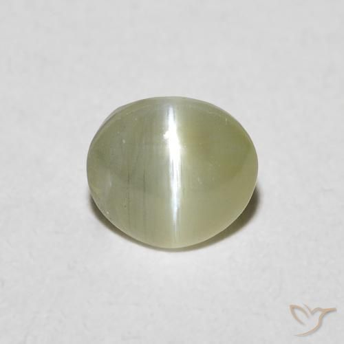 0.72ct Натуральный Землисто-зеленый Хризоберилл Кошачий Глаз, Овал, Полупрозрачный