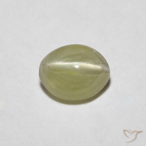 0.45ct Натуральный Желтовато-зеленый Хризоберилл Кошачий Глаз, Овал, Полупрозрачный