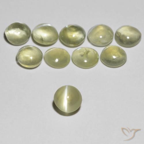 0.37ct Натуральный Светло-желтый Хризоберилл Кошачий Глаз, Круглый, Прозрачный
