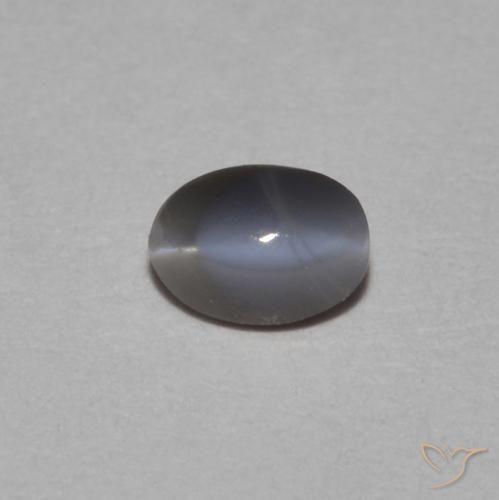 0.25ct Натуральный Серебристо-серый Хризоберилл Кошачий Глаз, Овал, Непрозрачный