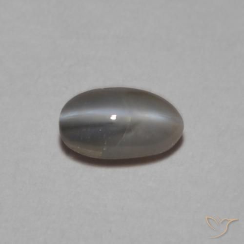 0.26ct Натуральный Серебристо-серый Хризоберилл Кошачий Глаз, Овал, Непрозрачный