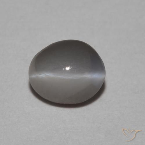 0.53ct Натуральный Medium Dark-Grey Хризоберилл Кошачий Глаз, Овал, Непрозрачный