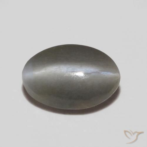 0.25 карата, натуральный Средний серый Хризоберилл Кошачий Глаз, Овал, Непрозрачный
