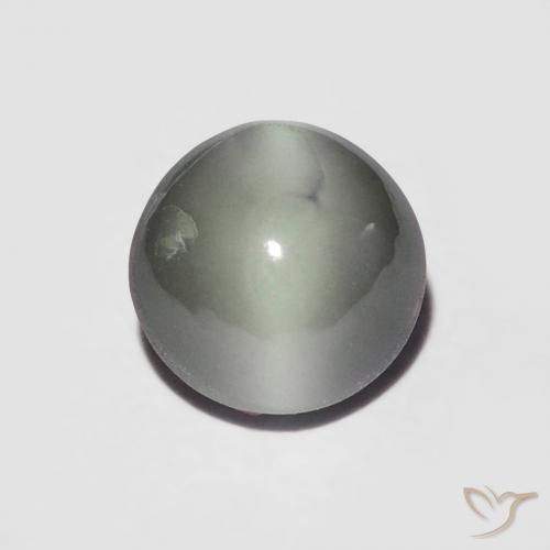 1.06ct Натуральный Средний серый Хризоберилл Кошачий Глаз, Круглый, Непрозрачный