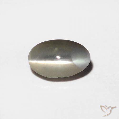 0.39ct Натуральный Очень светло-серый Хризоберилл Кошачий Глаз, Овал, Непрозрачный