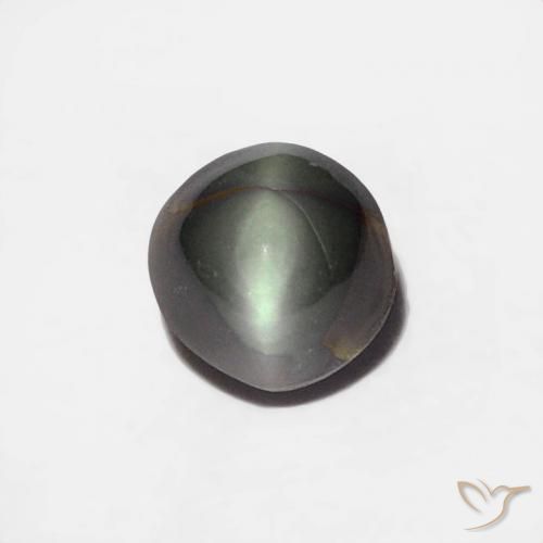0.36ct Натуральный Стальной Серый Хризоберилл Кошачий Глаз, Круглый, Непрозрачный