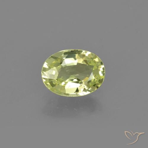 1.15ct Натуральный Желто-зеленый Хризоберилл, Овал, VVS-VS