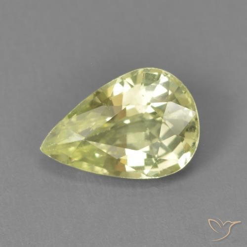 1.39ct Натуральный Желто-зеленый Хризоберилл, Форма груши, VVS-VS