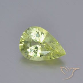 1.27ct Натуральный Светло-лимонно-желтый Хризоберилл, Форма груши, Чистота VVS