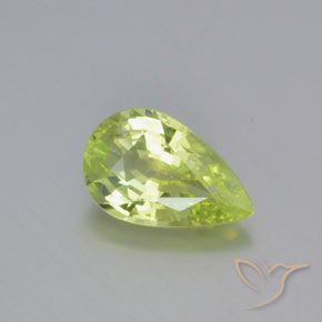 0.99ct Натуральный Светло-лимонно-желтый Хризоберилл, Форма груши, Чистота VVS