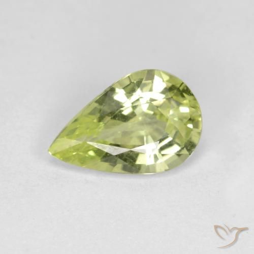0.89ct Натуральный Светло-зеленовато-желтый Хризоберилл, Форма груши, Чистота VVS