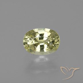 1.00ct Натуральный Светло-зеленовато-желтый Хризоберилл, Овал, VVS-VS
