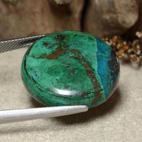 31.81 карата, натуральный Многоцветный Хризоколлы, Огранка Круг, Непрозрачный