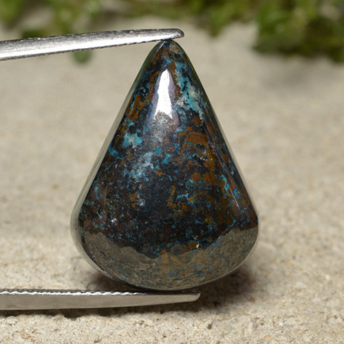 27.27 карата, натуральный Многоцветный Хризоколлы, Форма груши, Непрозрачный