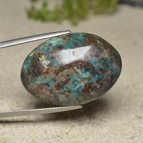 Натуральный Многоцветный Хризоколла 30,82 карата Огранка Овал, Непрозрачный