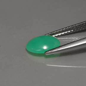 Натуральный Зеленый Хризопраз 1,21 карата Огранка Овал, Полупрозрачный