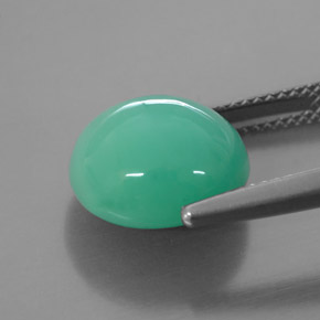7.55 карата, натуральный Зеленый Хризопраз, Огранка Овал, Полупрозрачный