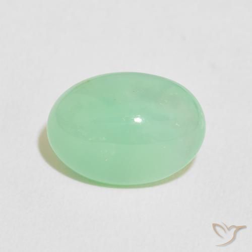 4.68ct Натуральный Светлый трилистник зеленый Хризопраз, Овал, Полупрозрачный