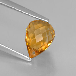 Натуральный жёлтый цитрин 1,96 карата бриолет, VVS-VS