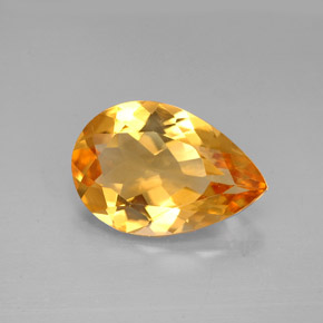 Натуральный жёлтый цитрин 2,31 карата форма груши, чистота VVS