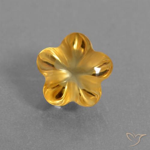 1.54ct Натуральный Темно-золотой Цитрин, Огранка Цветок, Прозрачный