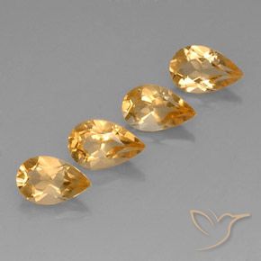 3.05 карата, натуральный Orange-Gold  Цитрин, Форма груши, Чистота VVS