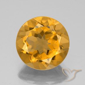 4.11ct Натуральный Средне-светлый оранжево-золотой Цитрин, Круглый, Чистота VS