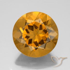 7.69ct Натуральный Оранжево-золотой Цитрин, Круглый, Чистота VS