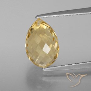 4.98ct Натуральный Золотисто-Апельсиновый Цитрин, Бриолет, Чистота VVS