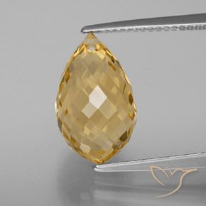 6.09ct Натуральный Золотисто-Апельсиновый Цитрин, Бриолет, Чистота VVS