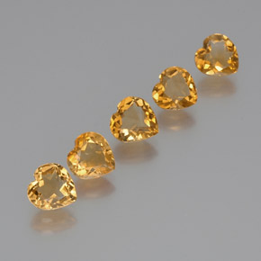 4.74 карата, натуральный Средне-светлый оранжево-золотой Цитрин, Форма сердца, VVS-VS