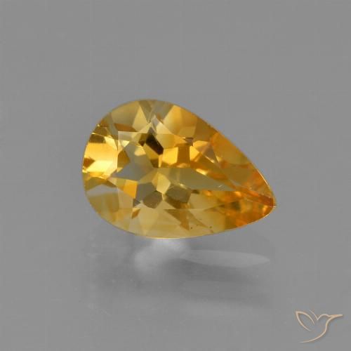 1.09ct Натуральный Глубокий оранжево-золотой Цитрин, Форма груши, Чистота VS