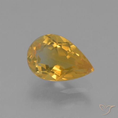 1.17ct Натуральный Темно-золотой апельсин Цитрин, Форма груши, Чистота VS
