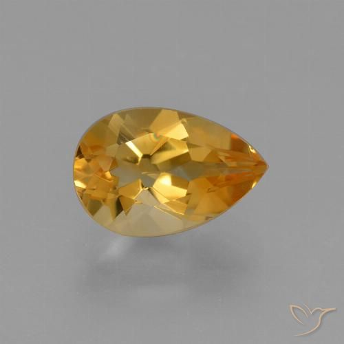 1.25ct Натуральный Глубокий оранжево-золотой Цитрин, Форма груши, VVS-VS